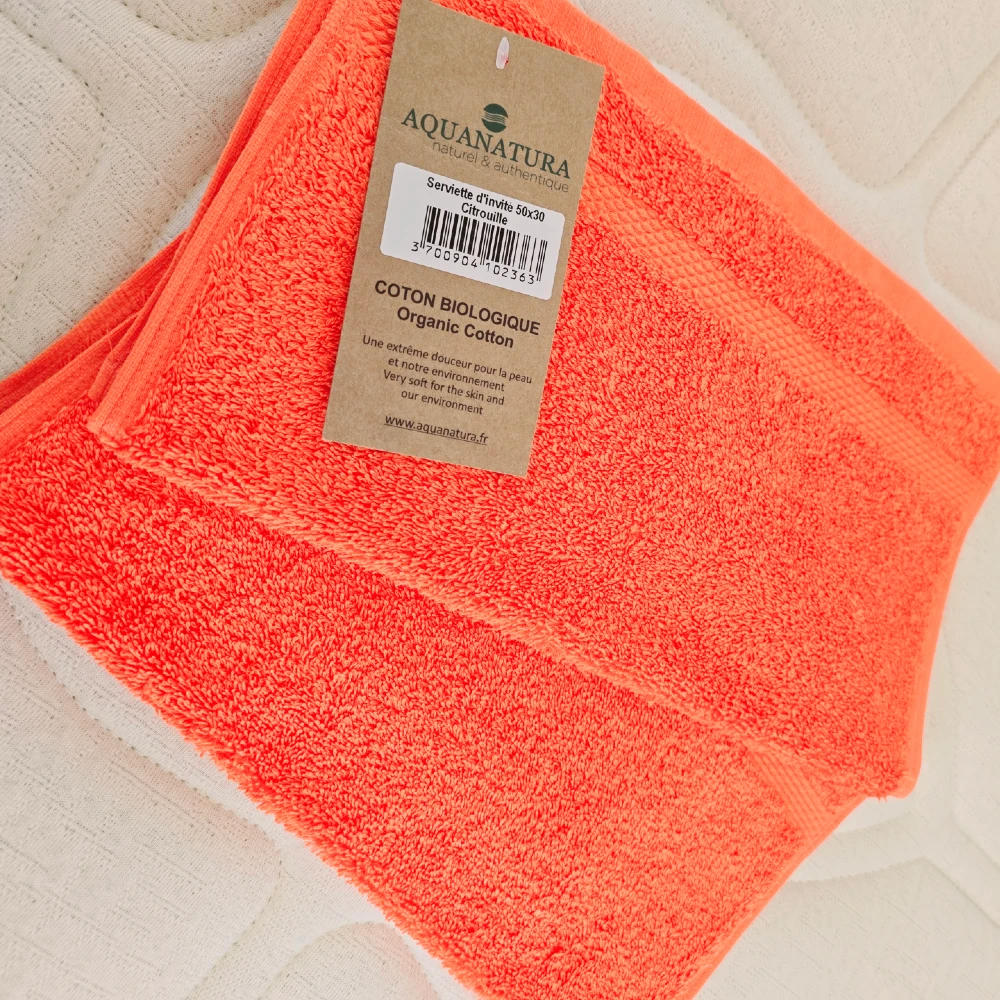 Linge de bain en destockage Duo de serviettes Invité Citrouille